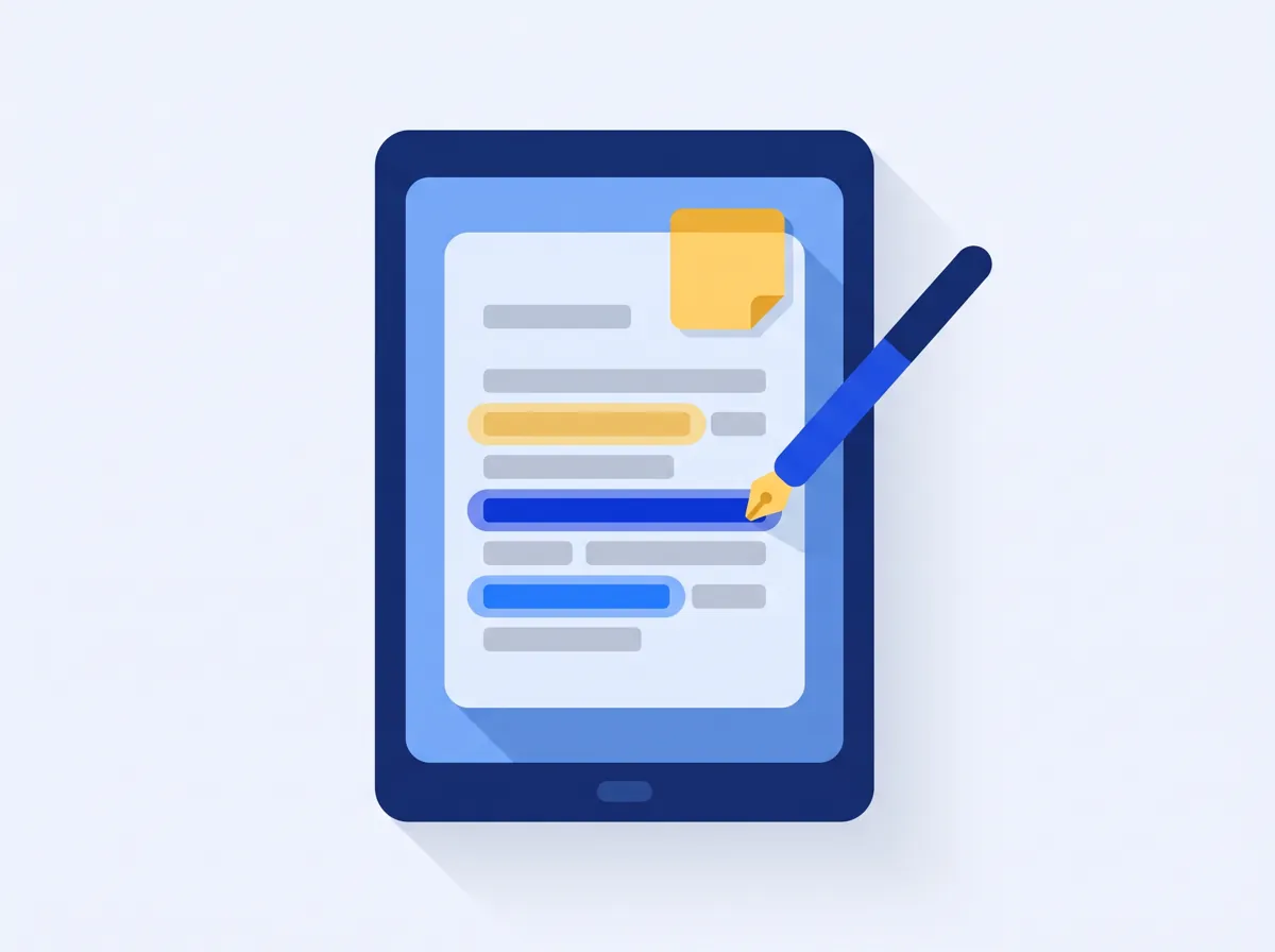 Reading a page with highlights, notes and tags